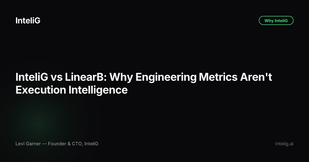InteliG vs LinearB: Why Engineering Metrics Aren't Execution Intelligence